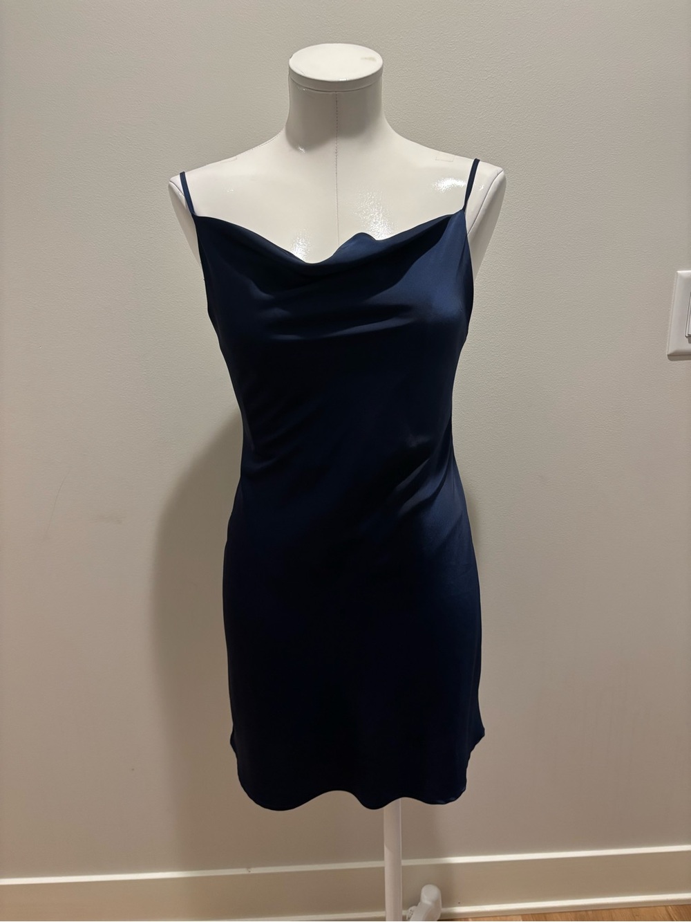 Urban Outfitters Navy Satin Slip Mini Dress - Picture 2 of 6